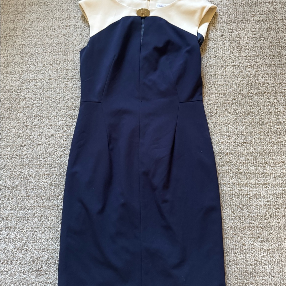Elegant Navy and Cream Sleeveless Dress - Calvin Klein (5 for $20)
